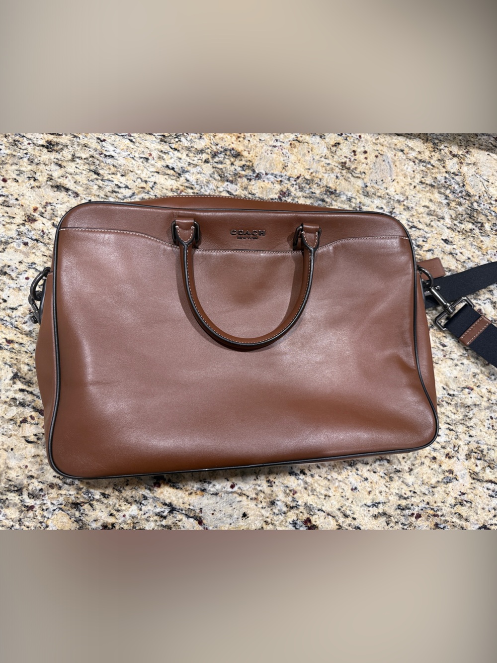 Coach Brown Leather Laptop Satchel with Detachable Strap